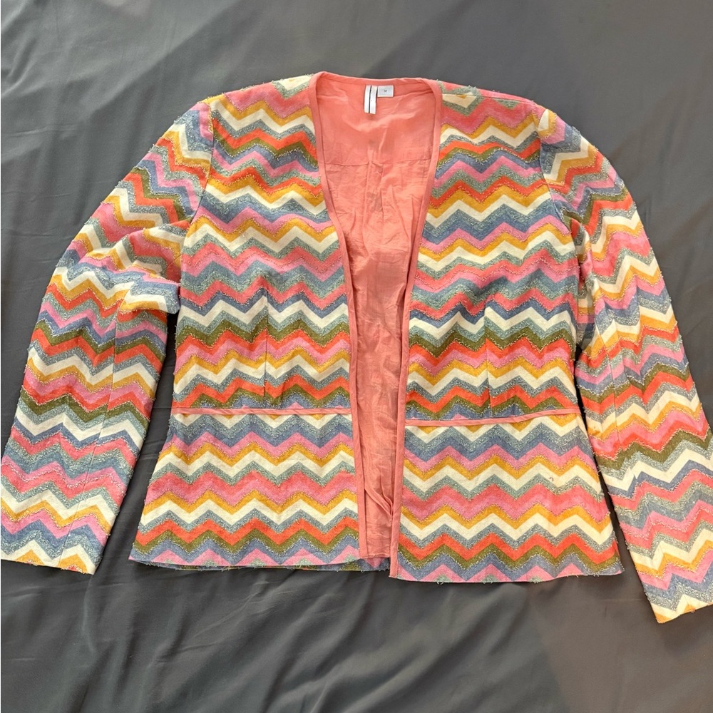 Anthropologie Bl-know Valeska Chevron Blazer Size Medium